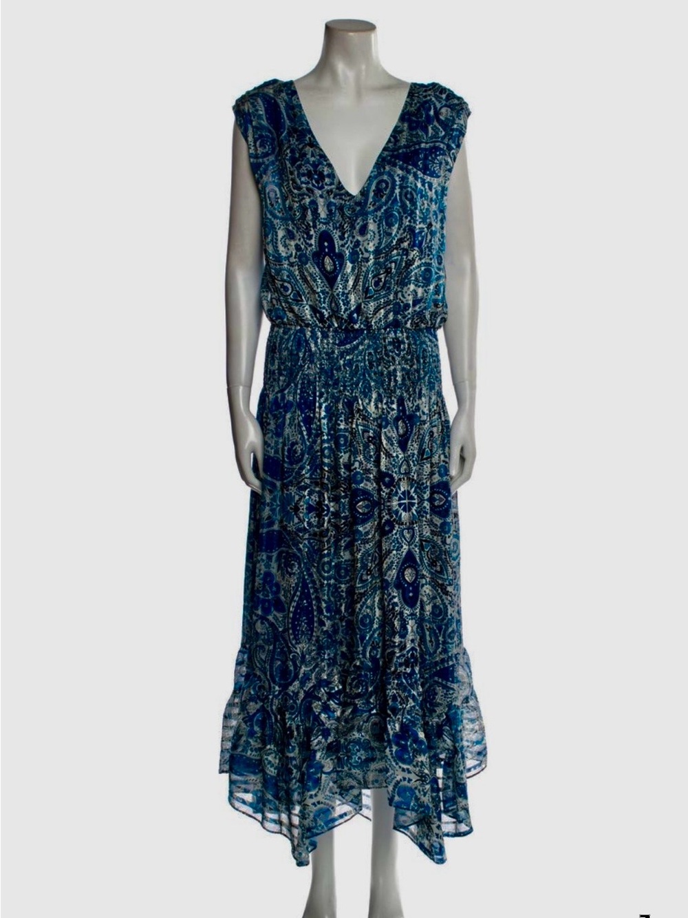Ramy Brook Blue Paisley High-Low Maxi Dress